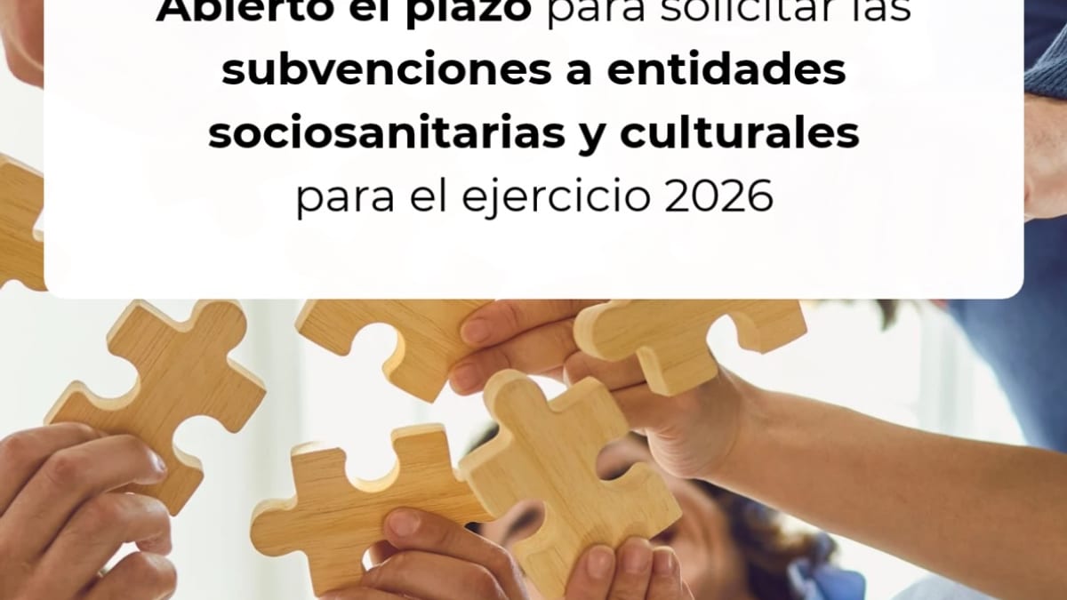 Cartel informativo sobre apertura de plazo de subvenciones a entidades sociosanitarias y socioculturales de Aranjuez para 2026