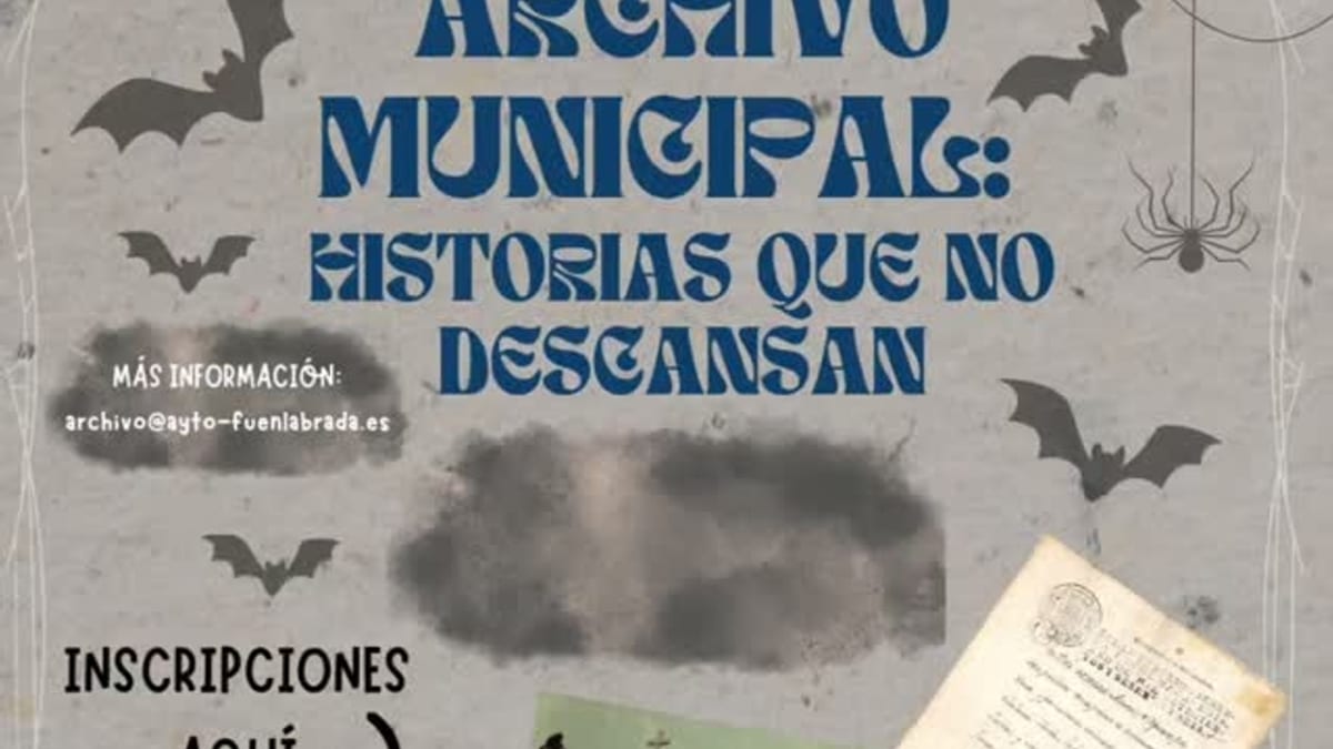 Cartel promocional de la actividad Secretos del Archivo Municipal Halloween, con información de horarios e inscripciones