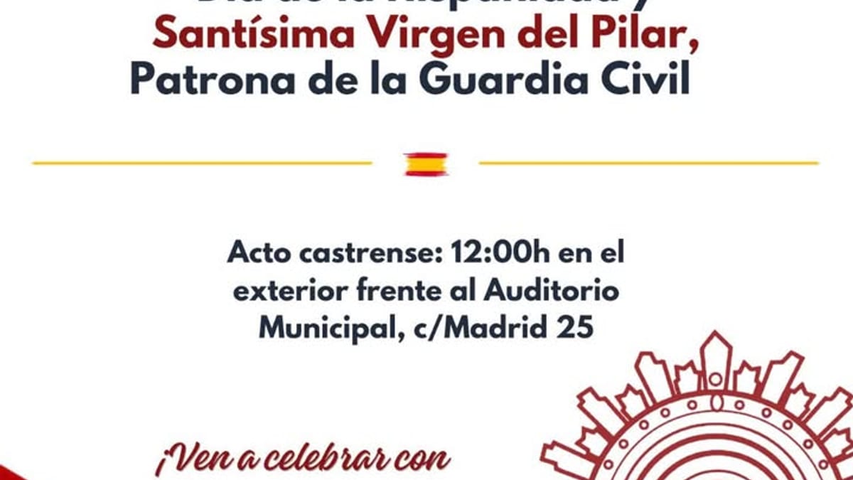 Cartel del acto castrense del Día de la Hispanidad en Arroyomolinos el 12 de octubre a las 12:00 h
