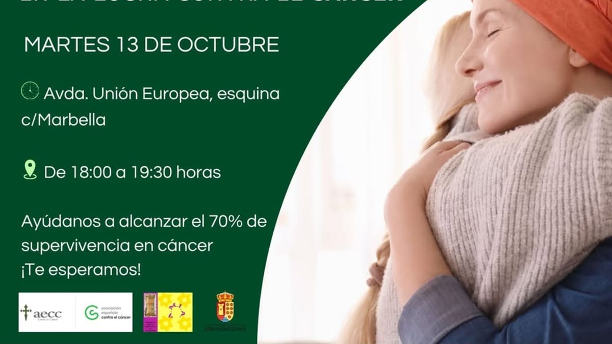 Mesa informativa contra el cáncer en Arroyomolinos, 13 de octubre de 18:00 a 19:30 horas en avenida Unión Europea