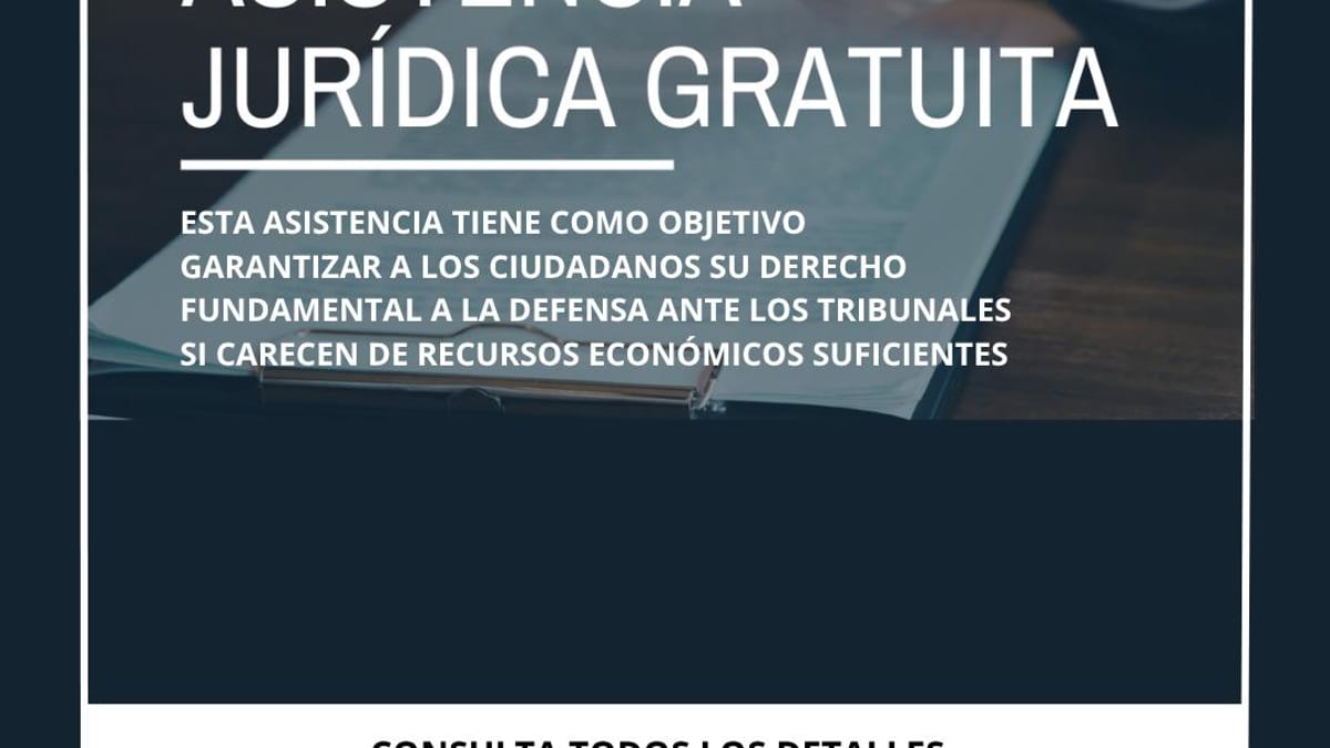Cartel informativo sobre asistencia jurídica gratuita del Ayuntamiento de Navalcarnero con información sobre derechos fundamentales a la defensa