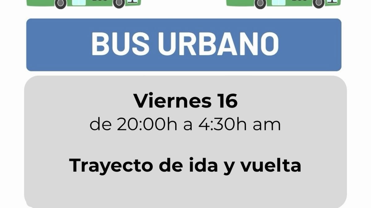 Cartel anunciador del servicio de autobús urbano especial para el concierto de Taburete en Cáceres el 16 de octubre de 2026
