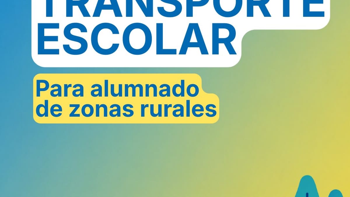 Cartel informativo sobre ayudas al transporte escolar para alumnado de zonas rurales del Gobierno del Principado de Asturias