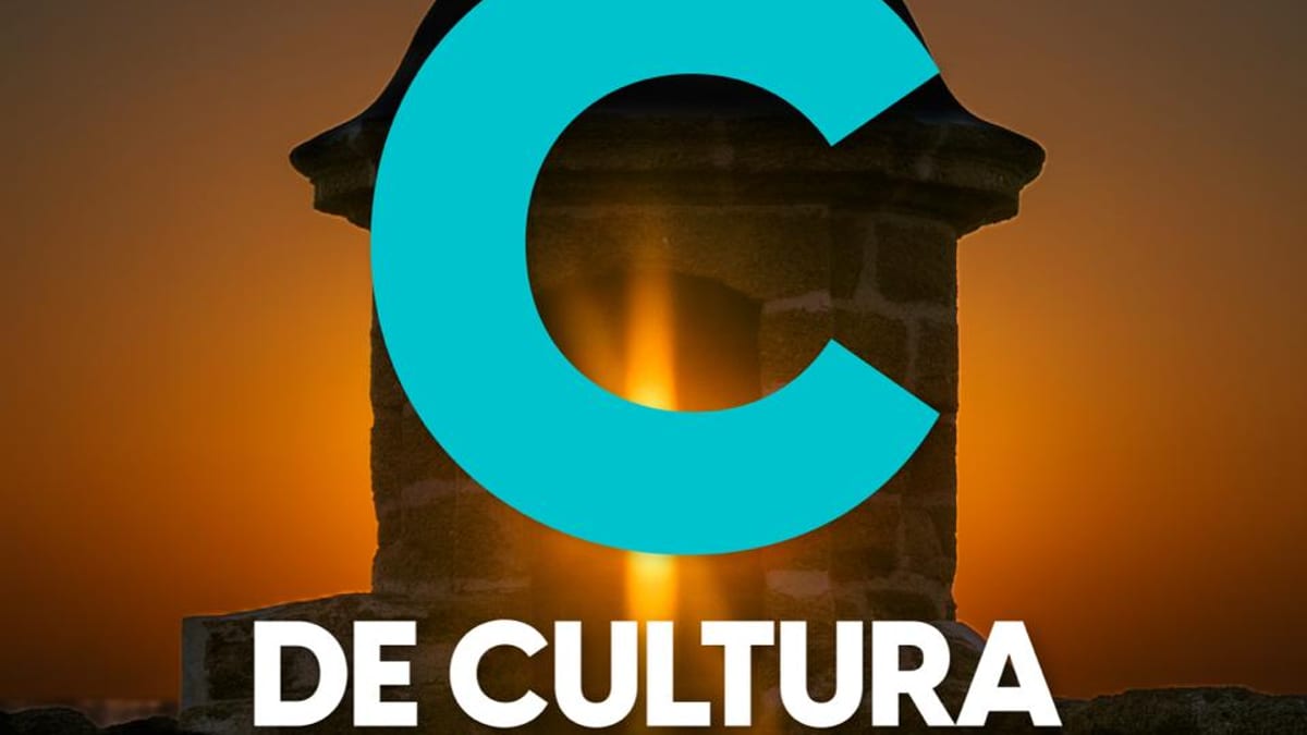 Cartel promocional del Ayuntamiento de Cádiz sobre su oferta cultural con el lema 'Cádiz se escribe con C de Cultura'
