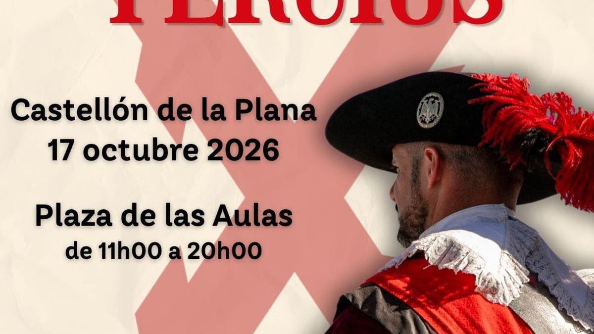 Cartel del Día de los Tercios en Castellón del 17 de octubre, evento en la Plaza de las Aulas de 11:00 a 20:00 horas organizado por el Ayuntamiento de Castellón y la concejalía de Comercio