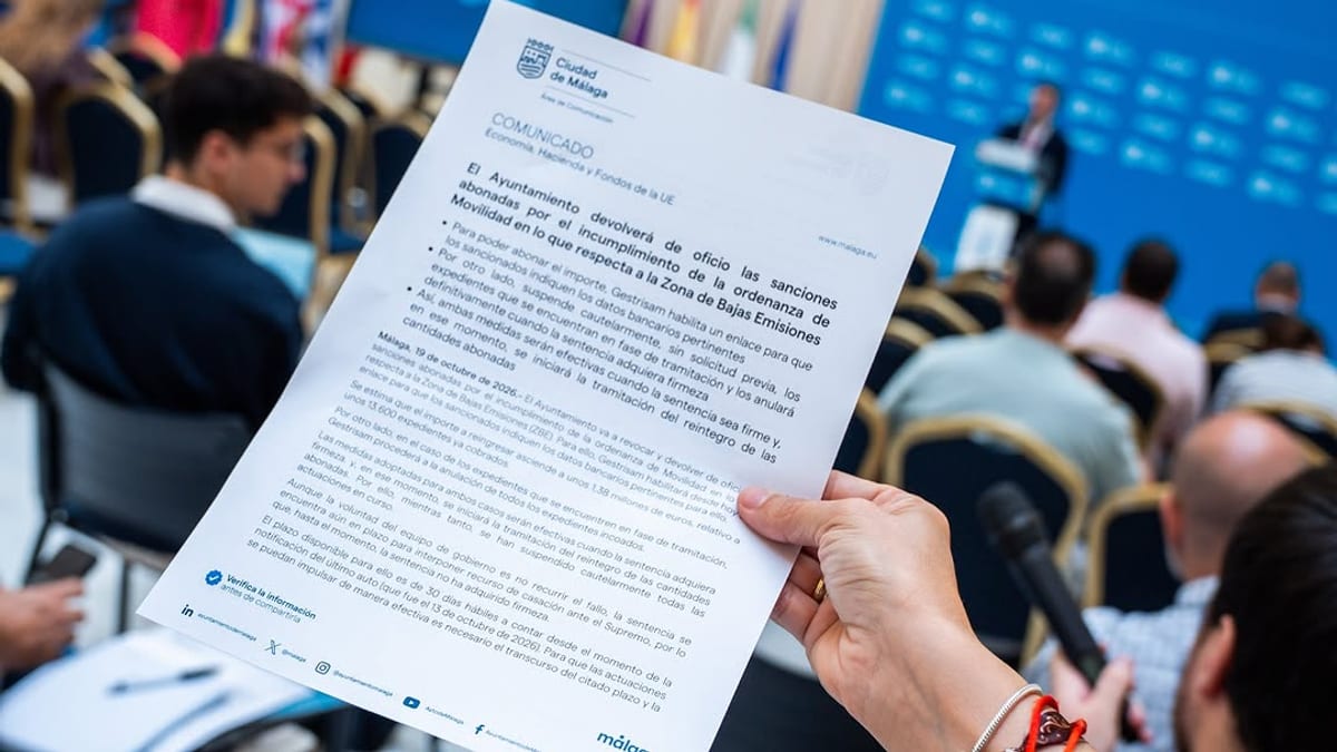 Comunicado del Ayuntamiento de Málaga sobre devolución de sanciones de la Zona de Bajas Emisiones