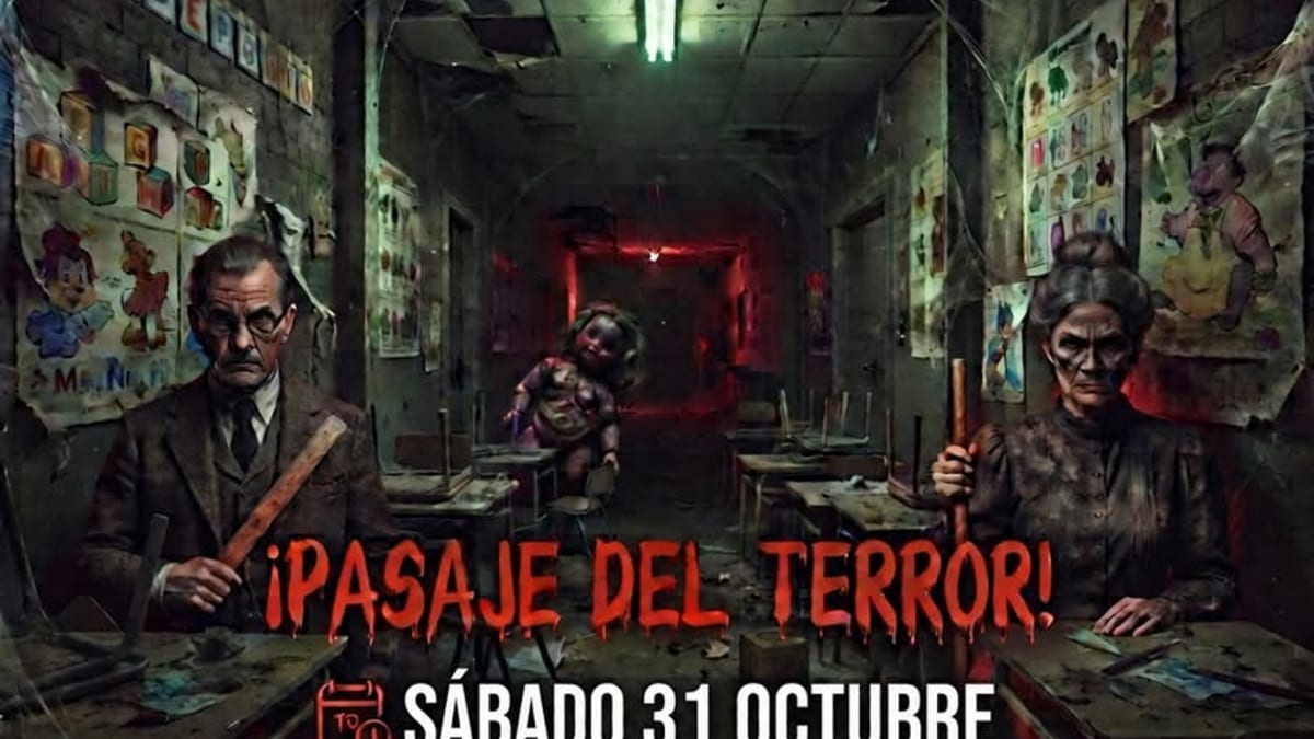 Cartel del pasaje del terror Academia Maldita del Ayuntamiento de Sevilla la Nueva para Halloween 2026