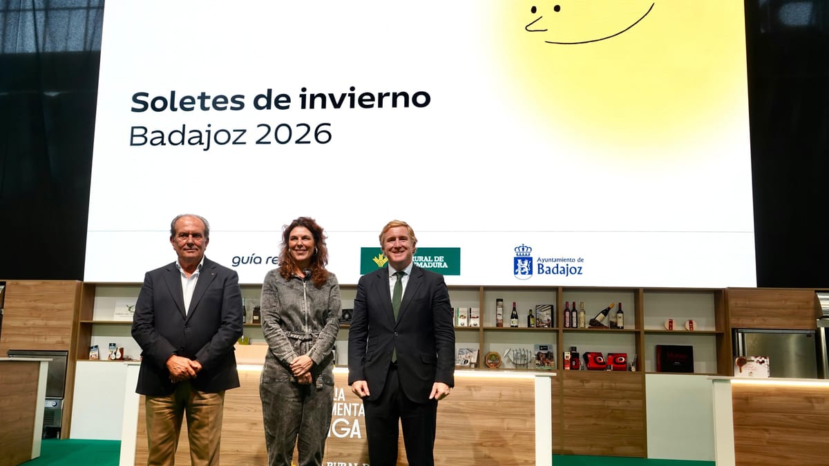 Cartel promocional de los Soletes de invierno Badajoz 2026, con logos del Ayuntamiento de Badajoz y Guía Repsol