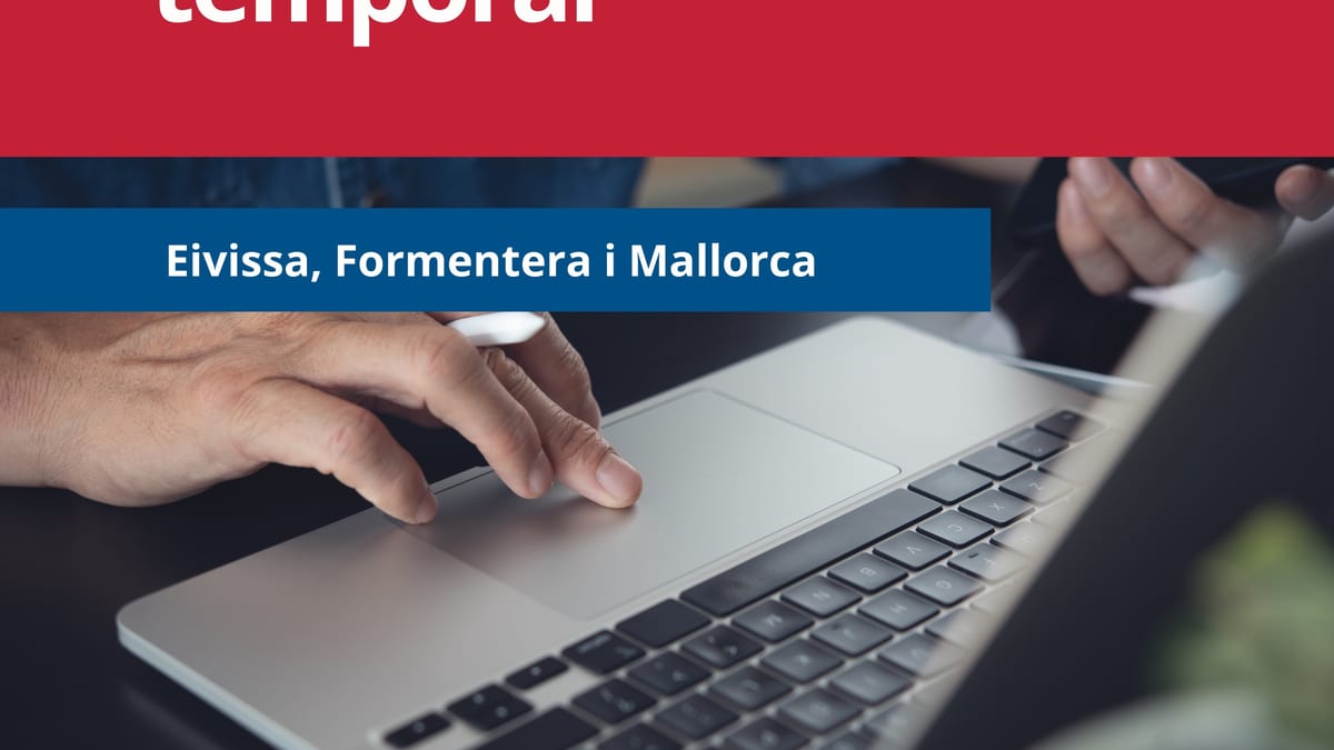 Cartel informativo sobre medidas de teletrabajo en la administración de Baleares por alerta roja