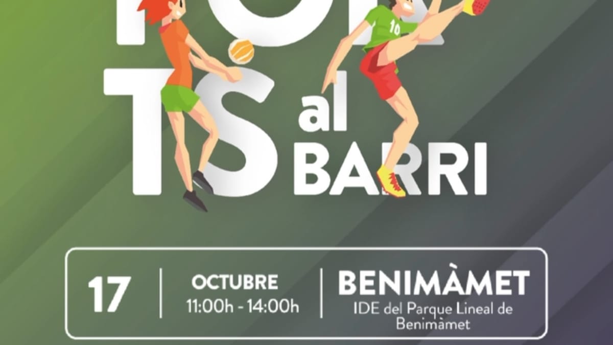 Cartel del evento Esports al Barri en Benimàmet el 17 de octubre con múltiples disciplinas deportivas