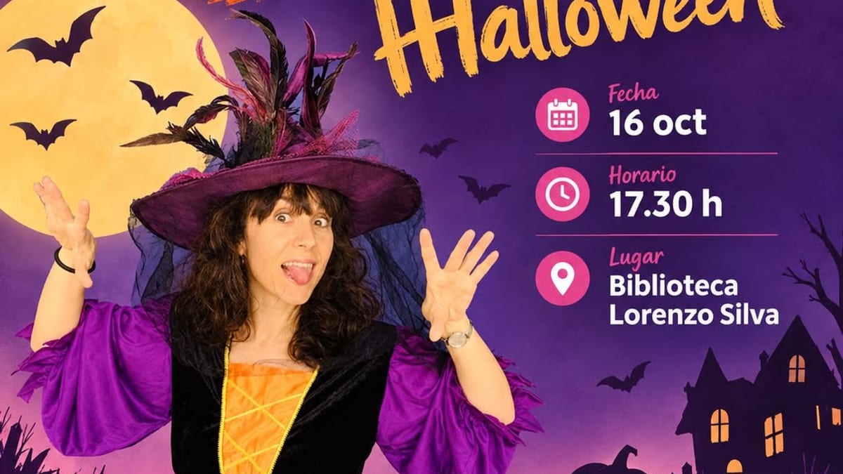Cartel promocional de Zumocuentos de Halloween en la Biblioteca Lorenzo Silva de Humanes de Madrid