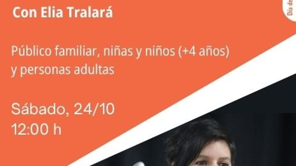 Cartel de actividades de la Biblioteca Rafael Azcona para el Día de las Bibliotecas con información sobre narración oral Hambre de cuentos