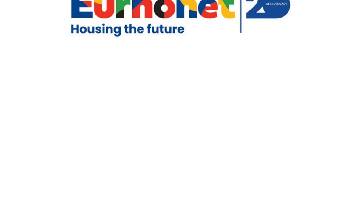 Cartel del aniversario de Eurhonet Housing the Future con el logo de Bilbao Etxebizitzak - Viviendas Municipales