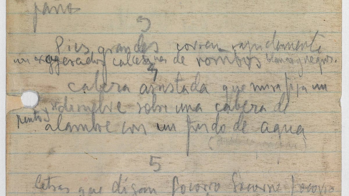 Fragmento del manuscrito autógrafo de 'Viaje a la luna' de García Lorca, escrito a lápiz y tinta