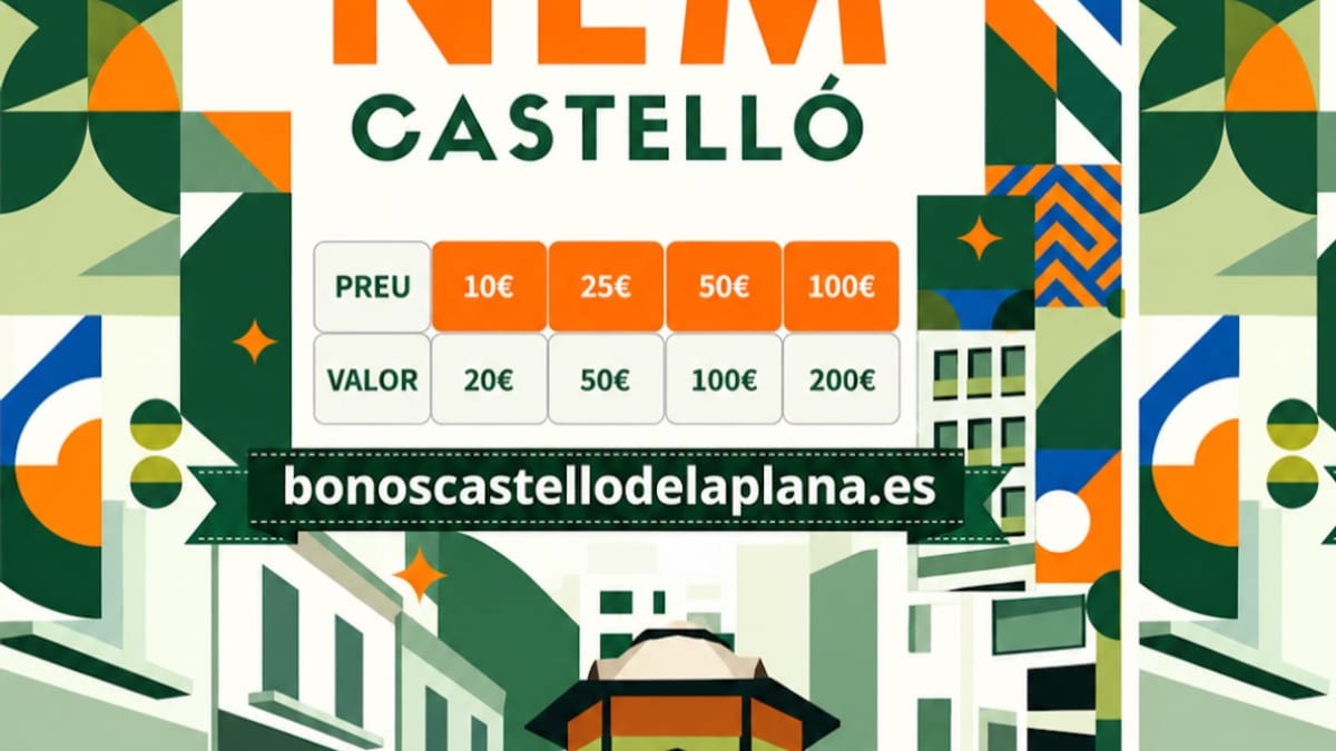 Cartel de los Bonos Comerciales de Castellón 2024 con información de precios y fechas de la campaña