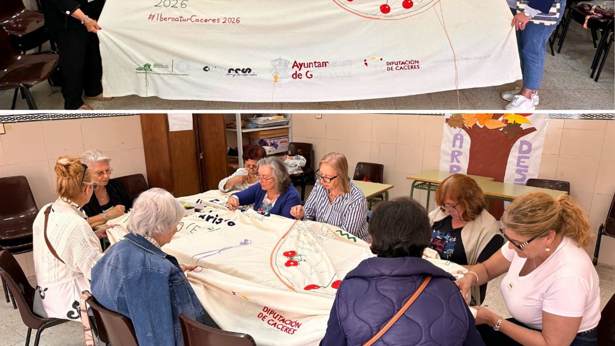 Bordadoras de Guadalupe trabajando en una pieza textil de gran formato para el XI Encuentro Iberoamericano de Turismo Rural y Agroturismo 2026