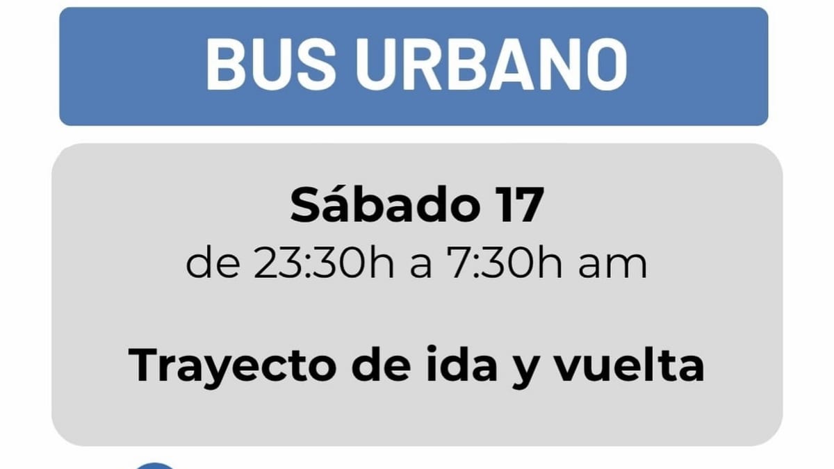 Cartel informativo del servicio especial de bus urbano del Ayuntamiento de Cáceres para el concierto Kings of Techno del 17 de octubre