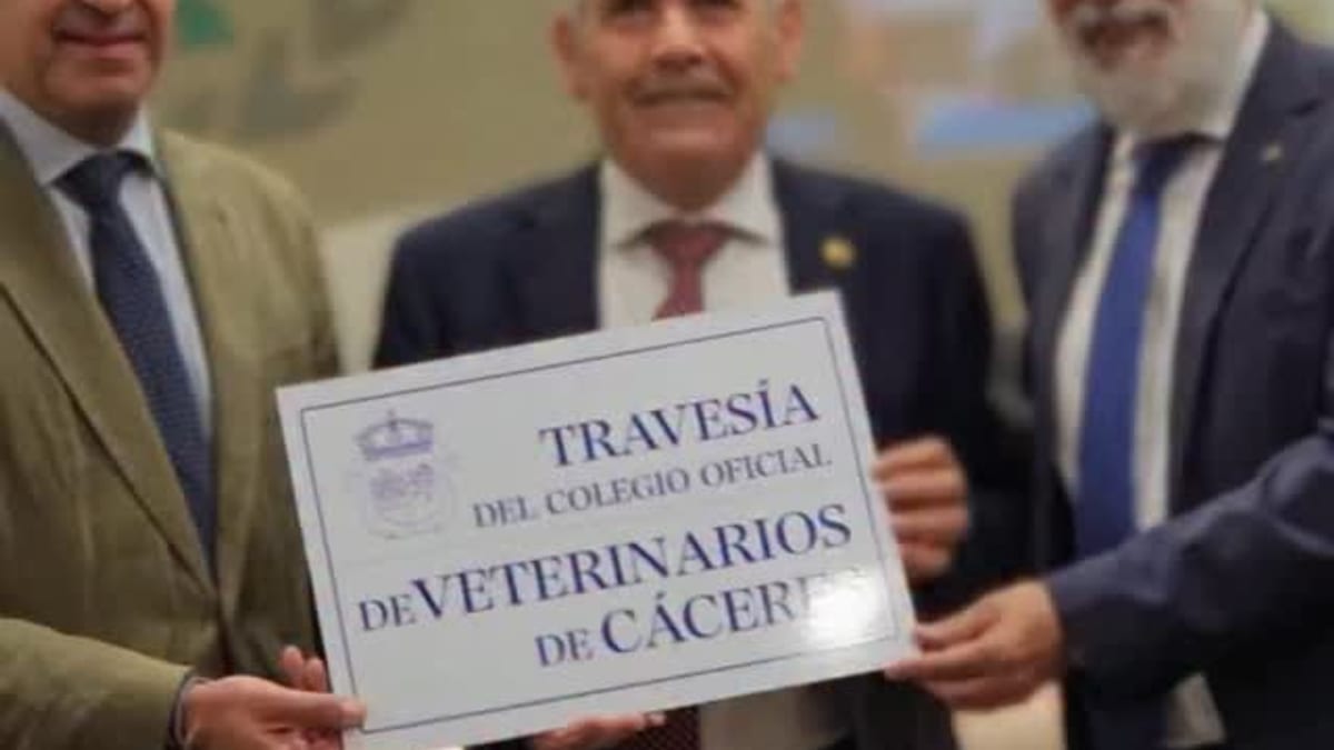 Réplica del azulejo conmemorativo de la Travesía del Colegio Oficial de Veterinarios de Cáceres