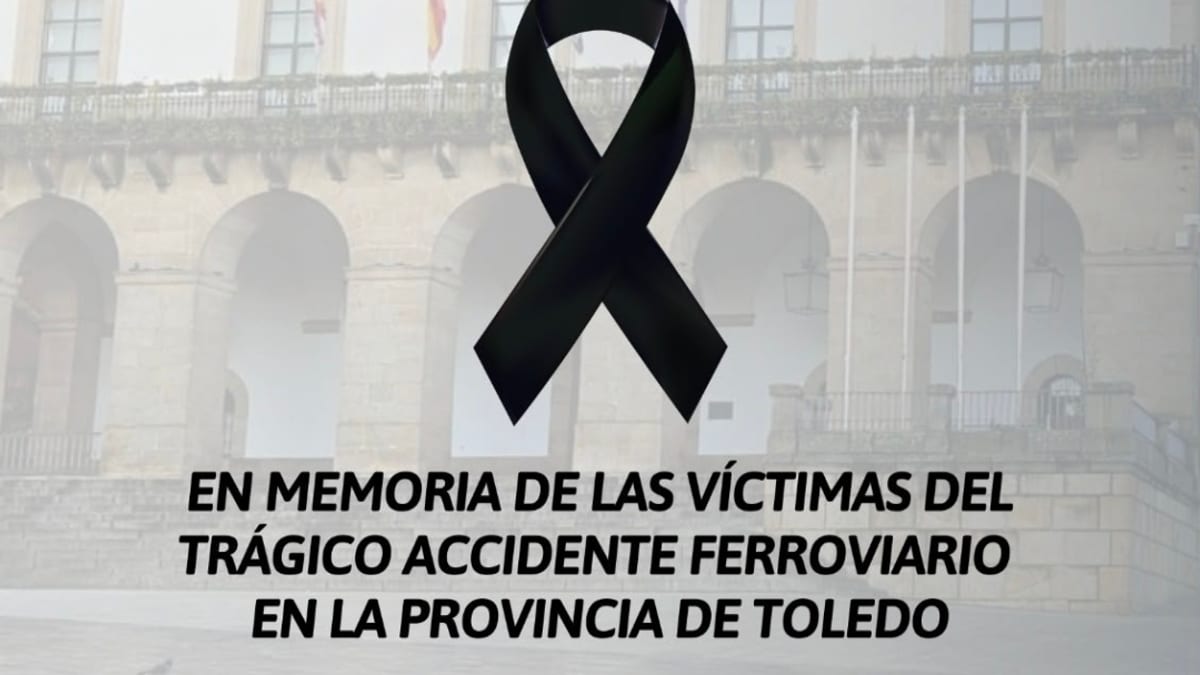 Cartel del minuto de silencio en Cáceres del 28 de octubre a las 20:00 horas en memoria de las víctimas del trágico accidente ferroviario en Toledo
