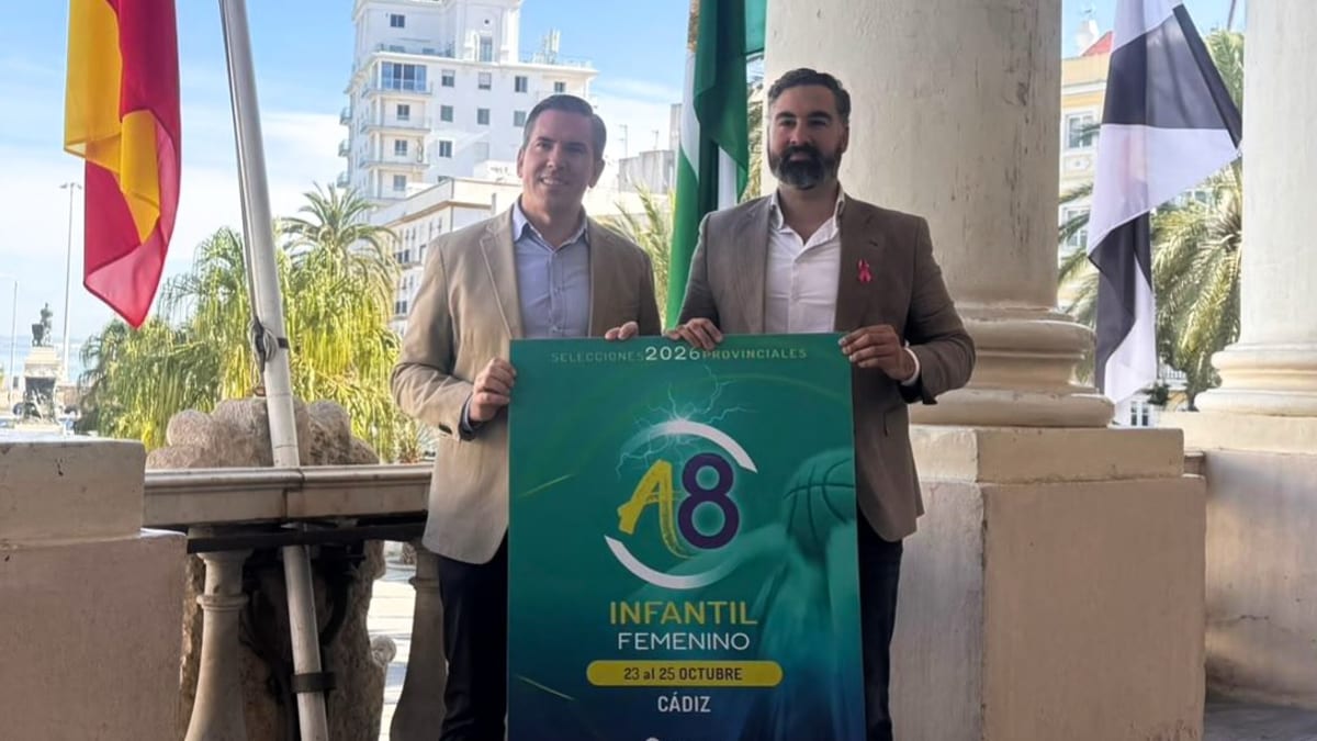 Cartel oficial del A8 Infantil Femenino 2026, campeonato de baloncesto femenino a celebrar en Cádiz del 23 al 25 de octubre