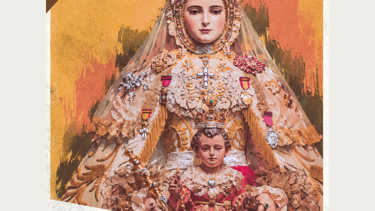 Virgen del Rosario Coronada en relicario durante la celebración de Cádiz el 7 de octubre
