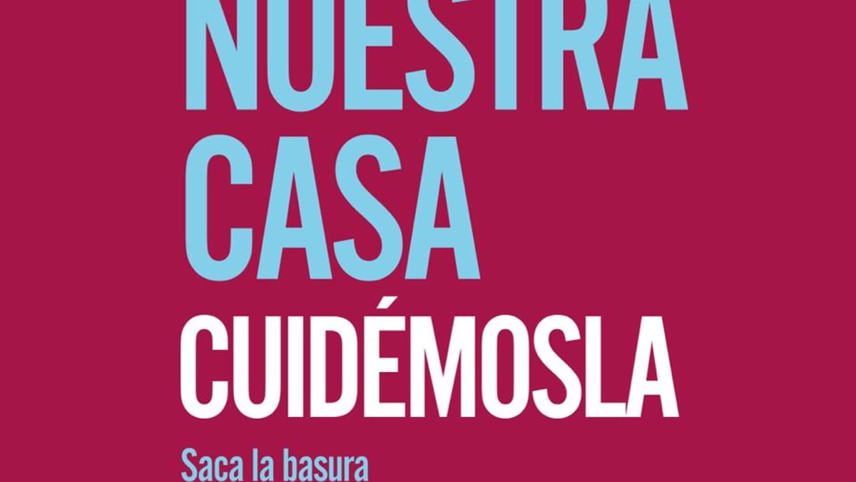 Cartel de campaña del Ayuntamiento de Cádiz con mensaje Cádiz es nuestra casa, cuídémosla, instando a sacar basura en horario establecido