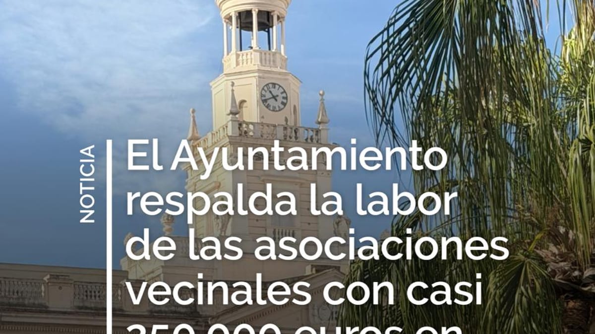 Cartel informativo sobre subvenciones del Ayuntamiento de Cádiz a asociaciones vecinales por 250.000 euros