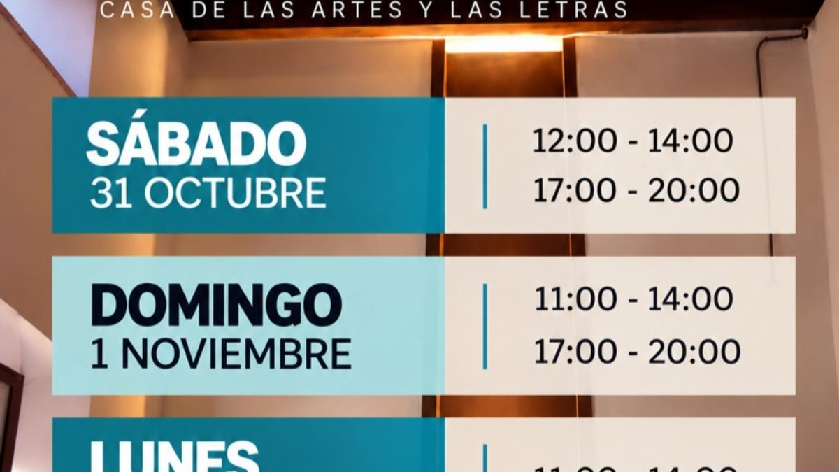 Cartel con el horario especial de CALMA durante el puente de Todos los Santos en Tomelloso