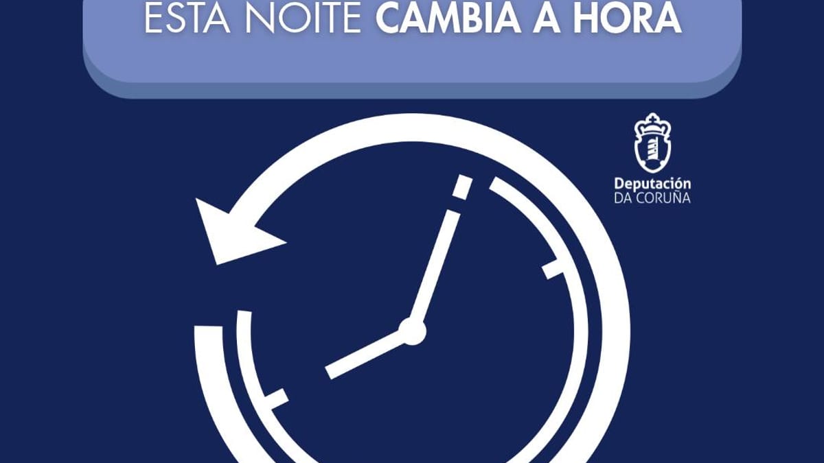 Cartel informativo del cambio de hora al horario de invierno de la Diputación da Coruña