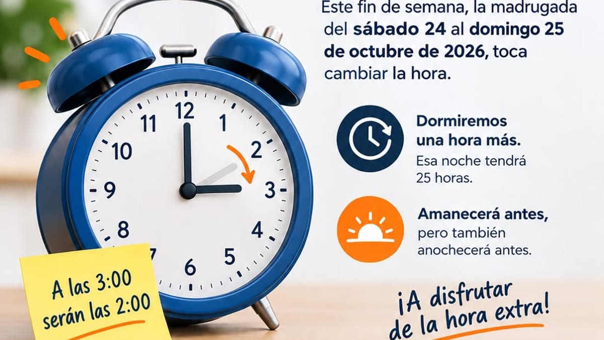 Cartel informativo del cambio de hora de ProteSanse con indicación de que a las 3:00 serán las 2:00