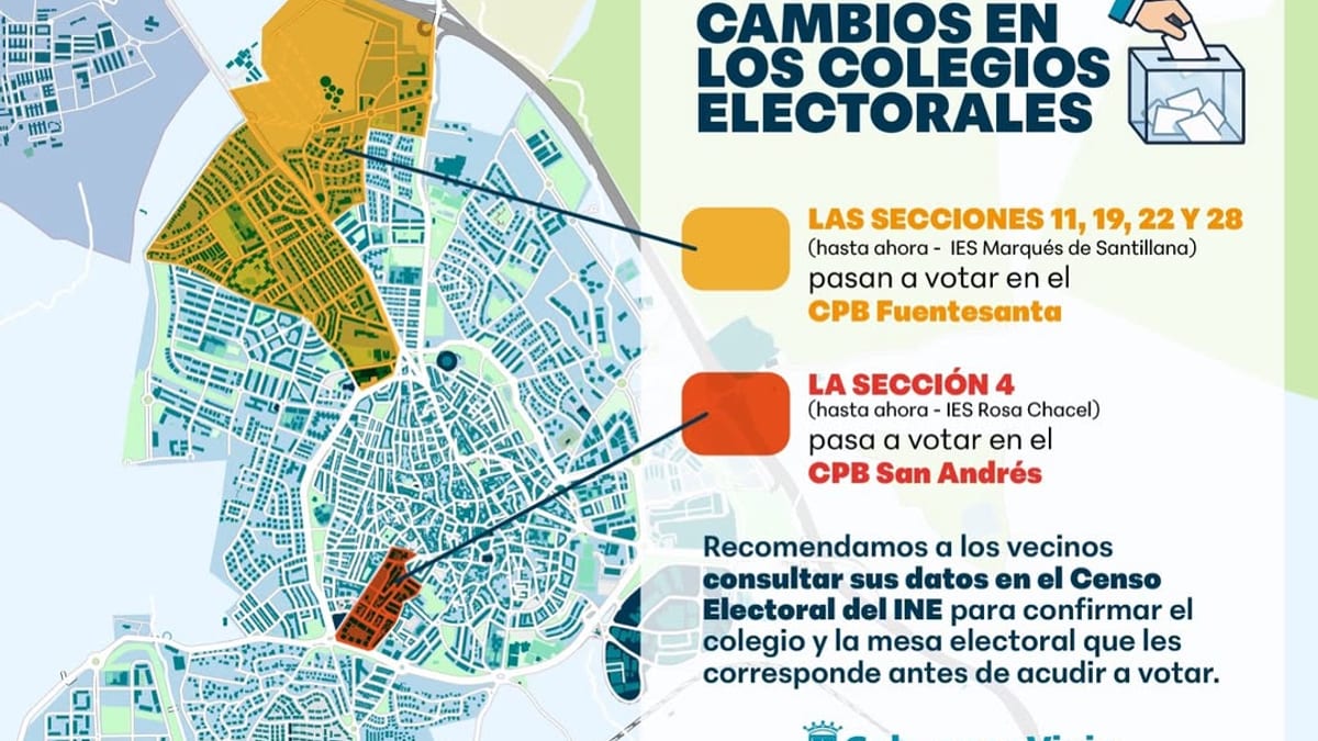 Infografía de cambios en colegios electorales de Colmenar Viejo para elecciones generales 29N
