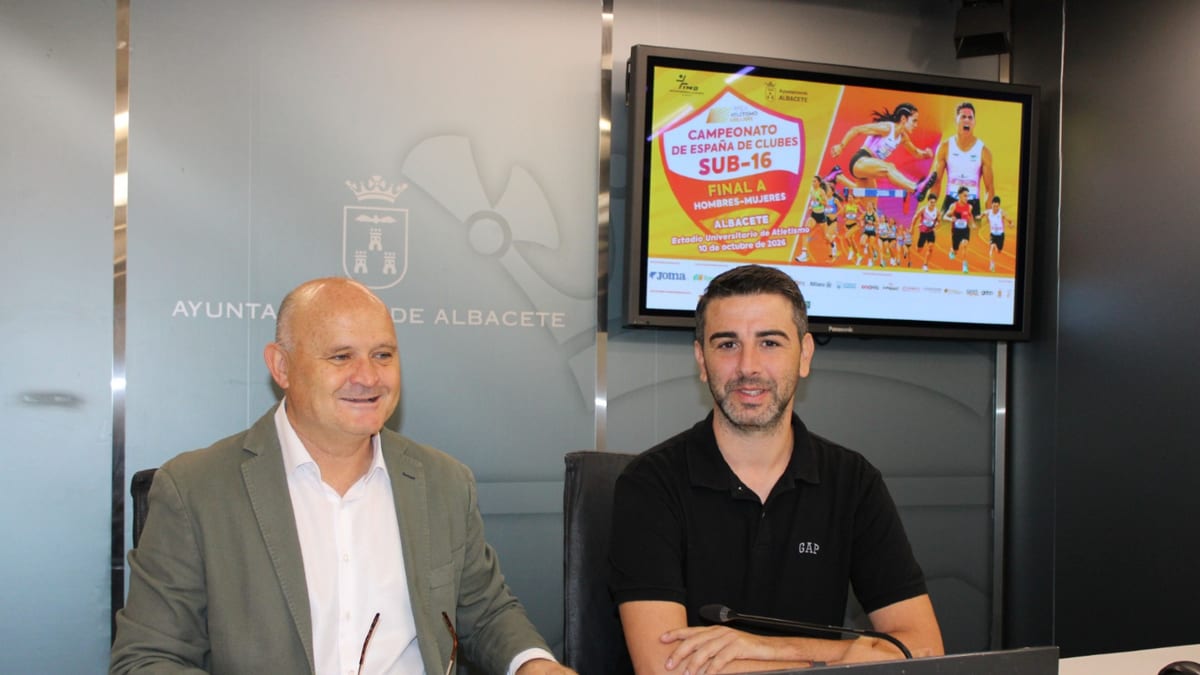 Cartel del Campeonato de España de Atletismo Sub-16 por clubes de Albacete, 30 de agosto de 2024, en el Estadio Universitario