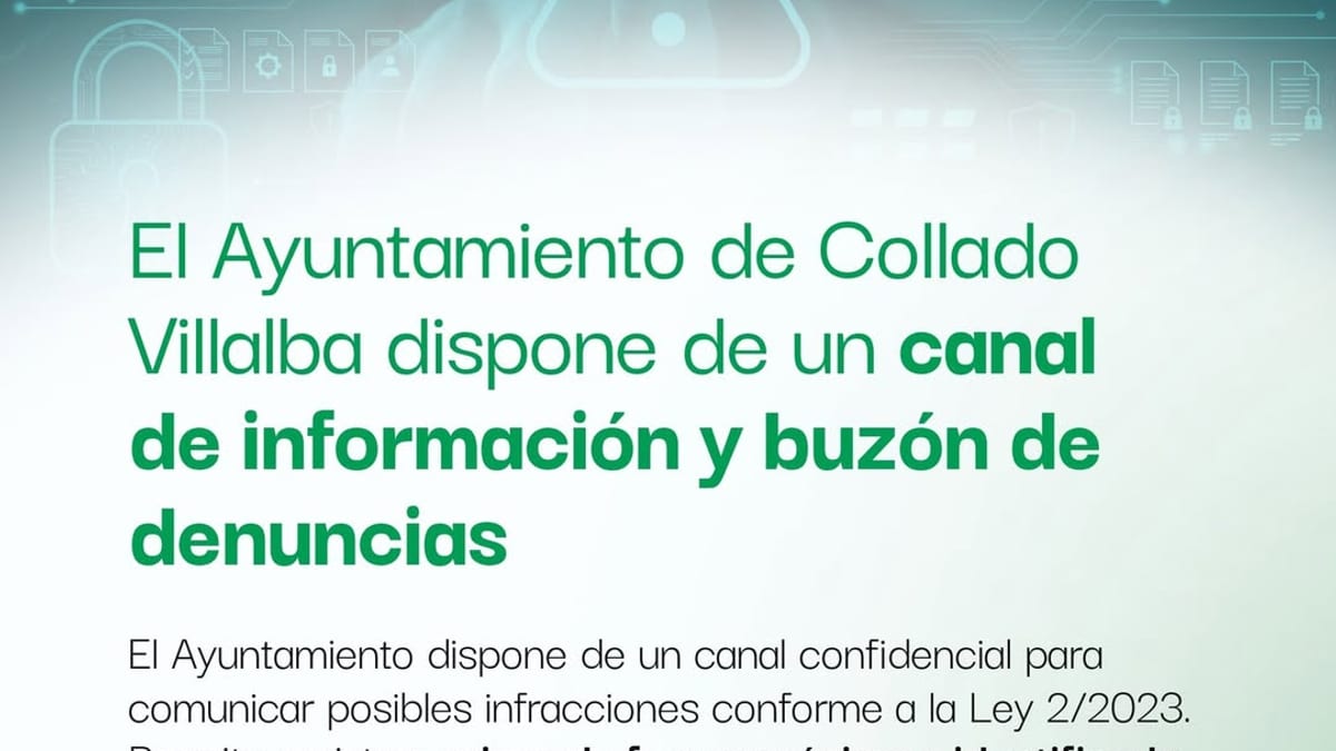 Cartel informativo del buzón ético y canal de denuncias del Ayuntamiento de Collado Villalba con sistema seguro y anónimo