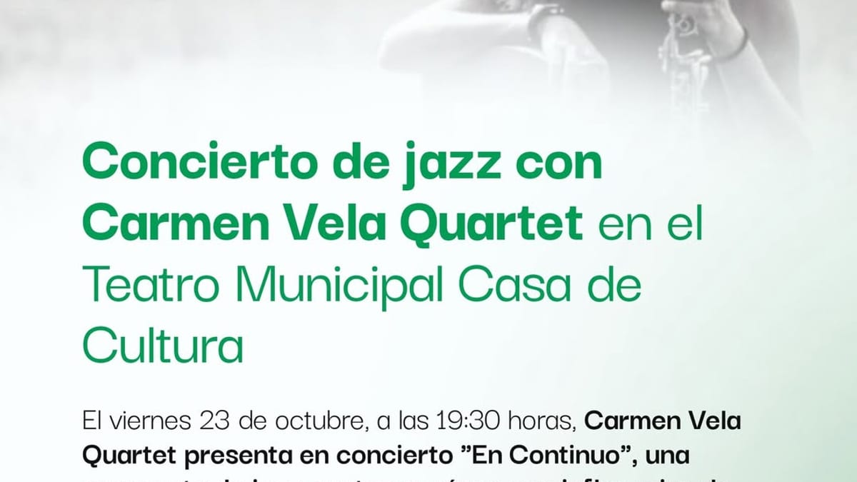 Cartel del concierto de Carmen Vela Quartet en el Teatro Municipal Casa de Cultura de Collado-Villalba