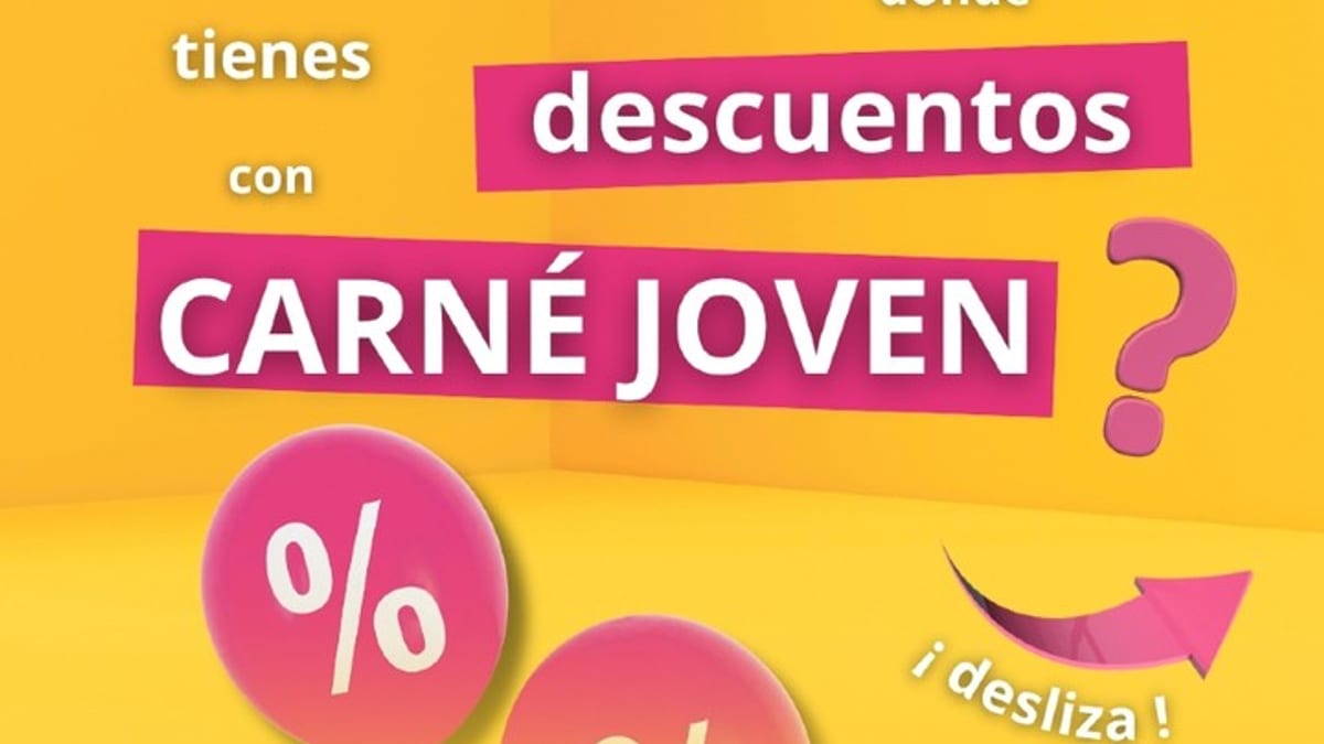 Cartel informativo del INJUVE sobre descuentos con Carné Joven para otoño, mostrando las categorías de ventajas disponibles: transporte, idiomas, veterinaria, peluquería, bares, cultura, óptica, deporte y alojamiento