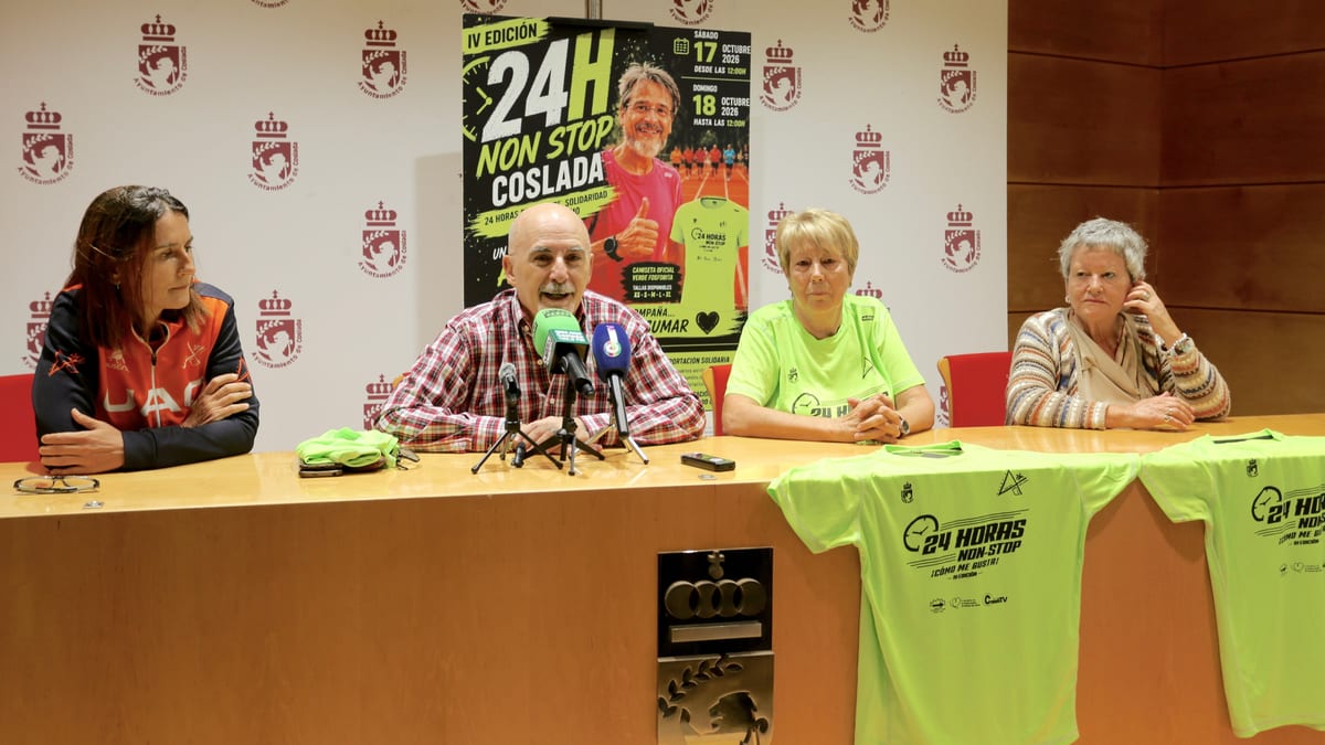 Cartel de la IV edición de la Carrera 24 horas Coslada non Stop con información de fechas 17 y 18 de octubre