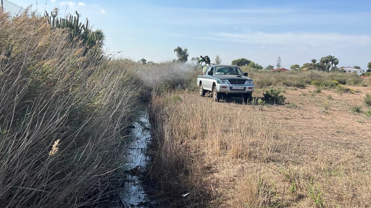 Cartel informativo sobre el refuerzo del control de mosquitos tras las lluvias en Castellón