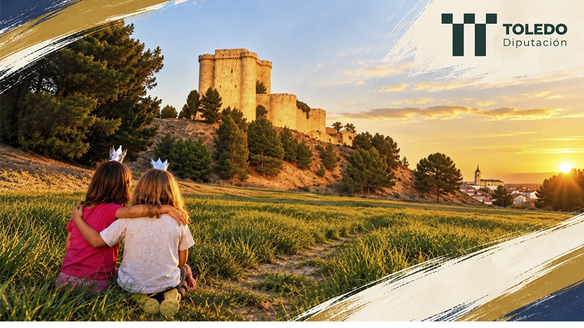 Cartel de la experiencia única en el Castillo de Puñoenrostro de Seseña del 18 de octubre con globo cautivo, visita teatralizada y cata de vinos