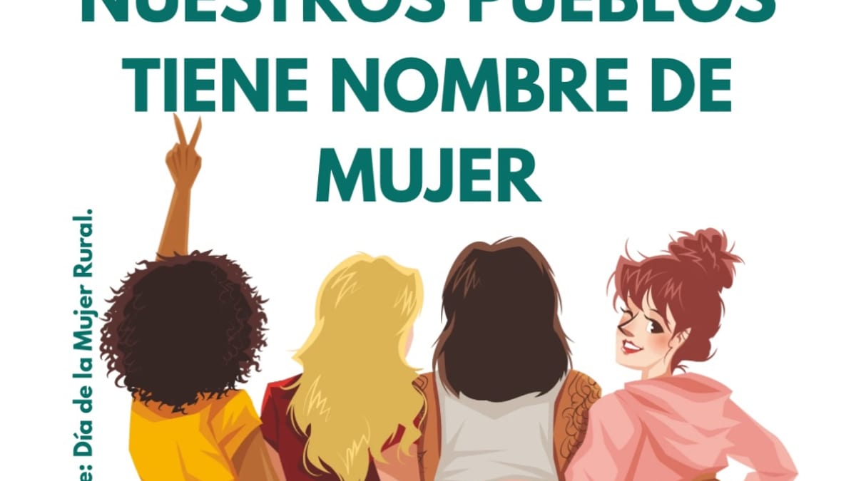 Cartel conmemorativo del Día Internacional de la Mujer Rural de la Diputación de Cáceres con la frase 'El futuro de nuestros pueblos tiene nombre de mujer' y la fecha 15 de octubre