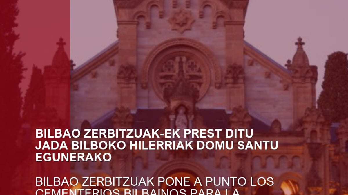 Cartel informativo de Bilbao Zerbitzuak sobre la apertura de cementerios para Todos los Santos el 1 de noviembre