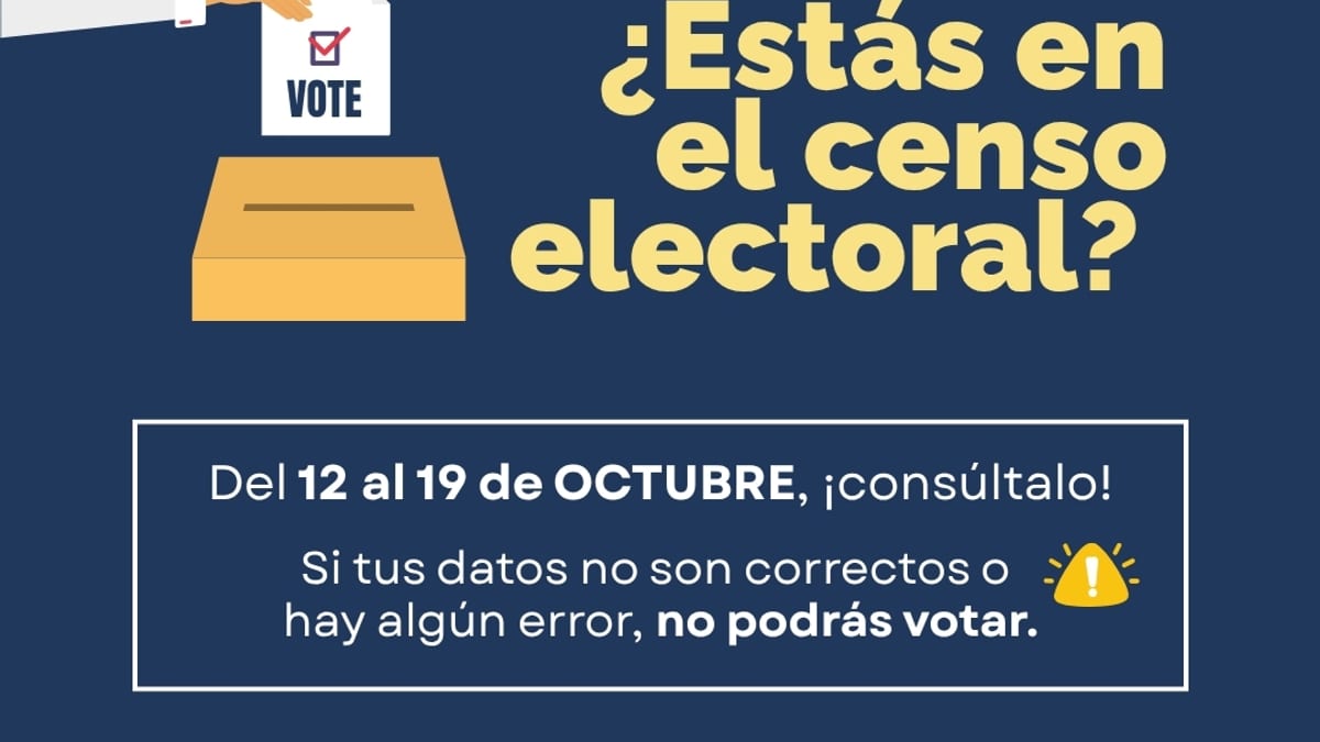 Cartel informativo del Ayuntamiento de Torrelodones sobre la consulta del Censo Electoral del 12 al 19 de octubre para las Elecciones Generales del 29 de noviembre de 2027