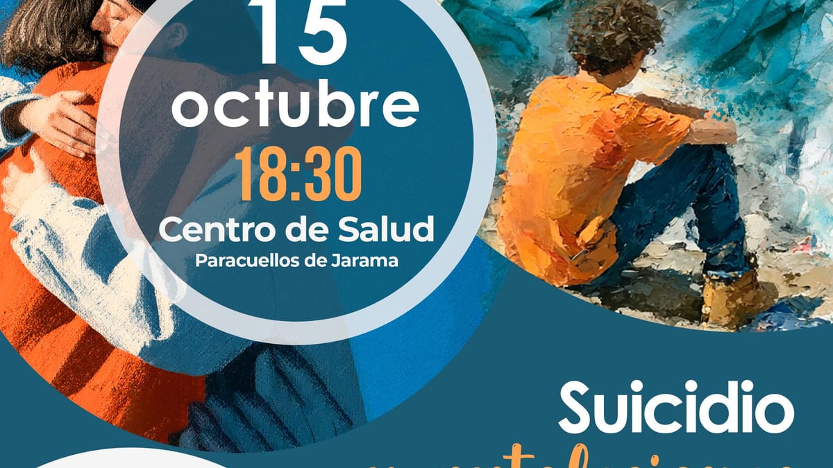 Cartel de la Mesa de Salud sobre suicidio y autolesiones de Paracuellos de Jarama, equipo de humanización del centro sanitario