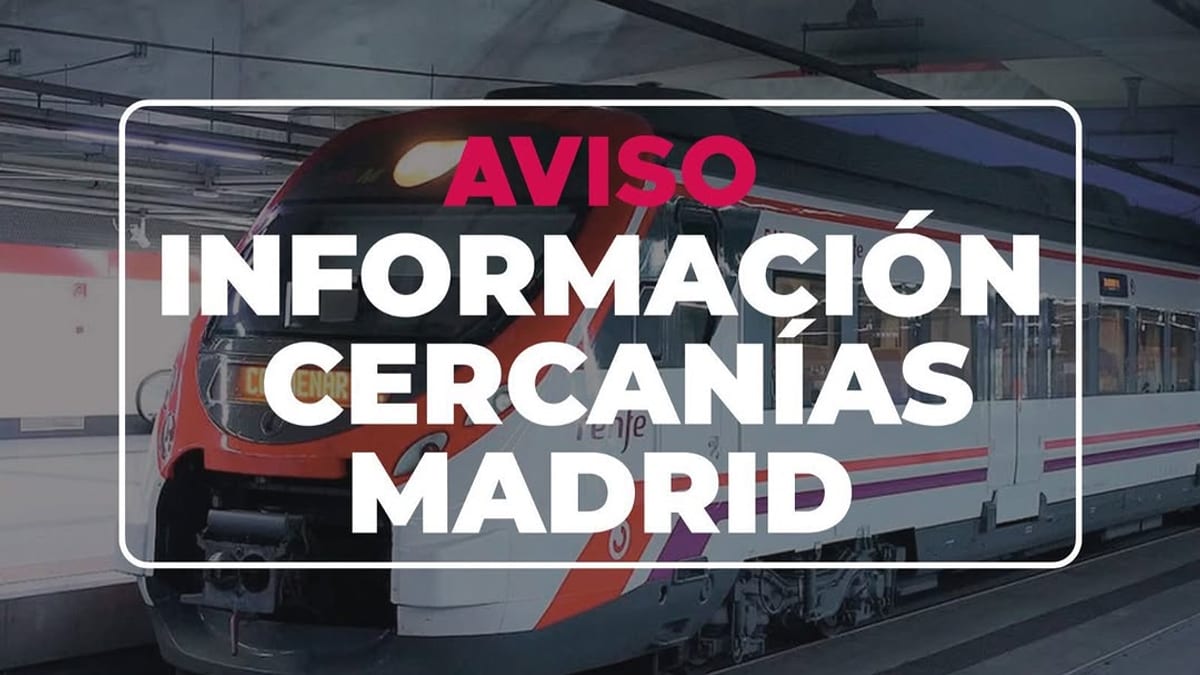 Cartel informativo de Cercanías Madrid sobre huelga de maquinistas el 29 de octubre de 2026