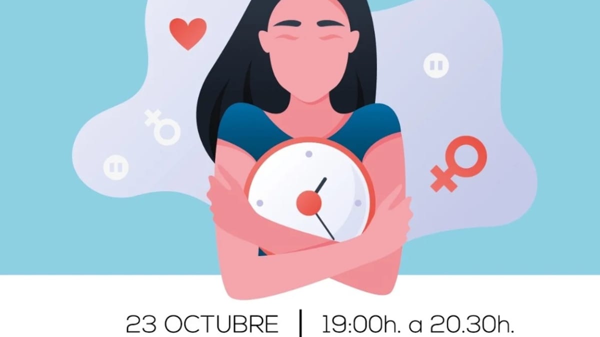 Cartel de la charla-coloquio 'Premenopausia. Aprendiendo de una misma' del Ayuntamiento de Majadahonda, con fecha 23 de octubre de 19:00 a 20:30 horas en la Biblioteca Municipal Francisco Umbral