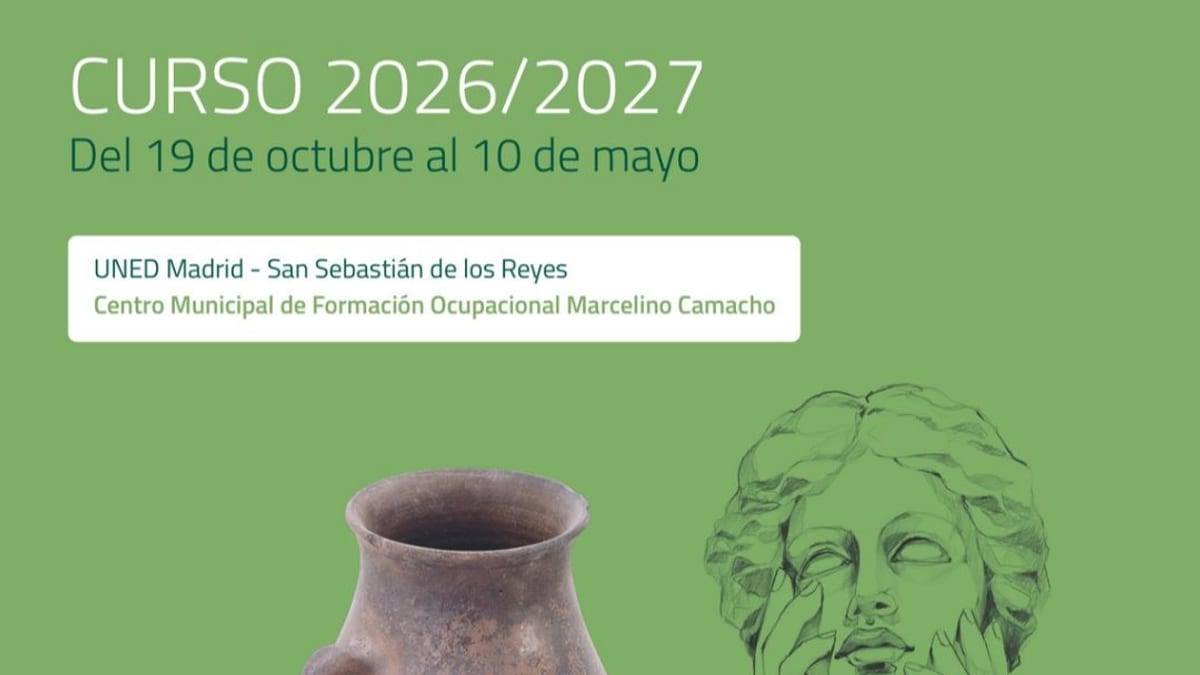 Cartel promocional del Sexto Ciclo de Conferencias sobre Historia de UNED Madrid, octubre 2026 a mayo 2027, en el Centro Municipal de Formación Ocupacional Marcelino Camacho