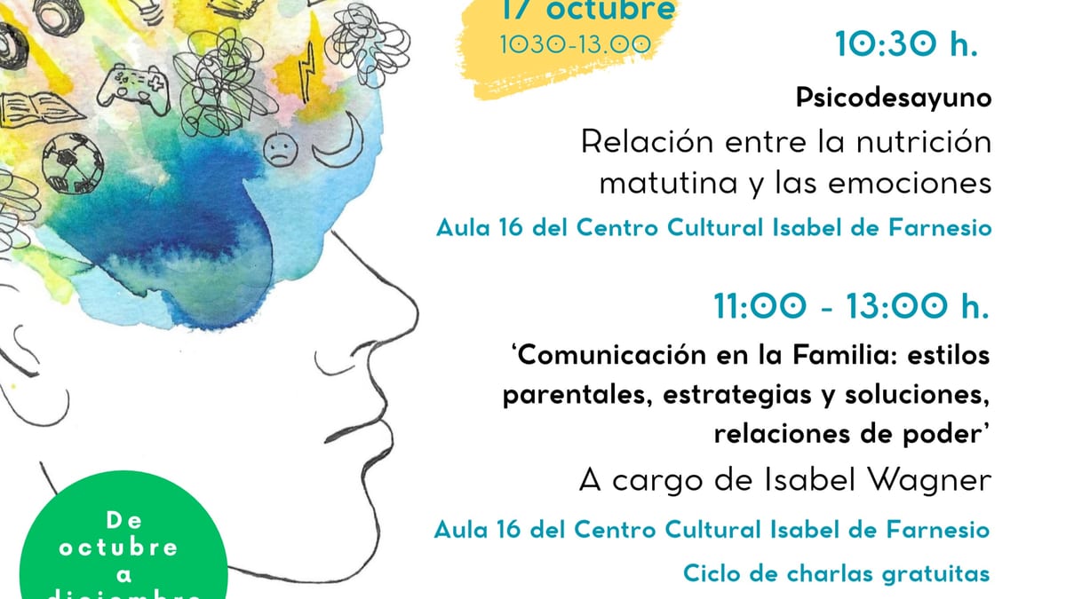 Cartel promocional del ciclo de charlas psicoeducativas para familias en Aranjuez, octubre a diciembre 2026
