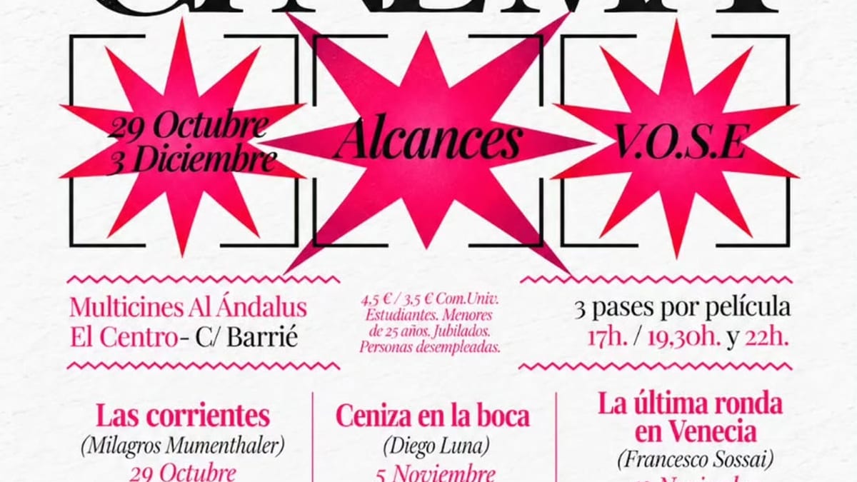Cartel de Campus Cinema Alcances con programación de seis películas del 29 de octubre al 3 de diciembre en Cádiz