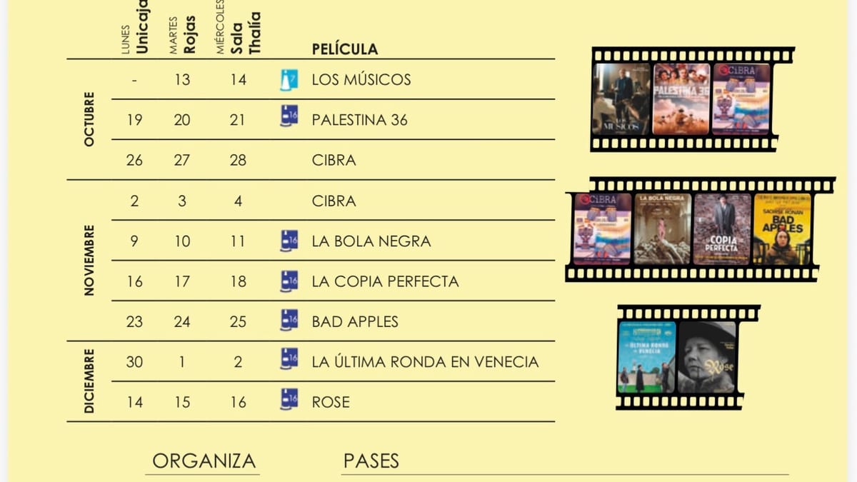 Cartel del ciclo Geografías humanas del Cineclub Municipal de Toledo con programación de películas de octubre a diciembre de 2026