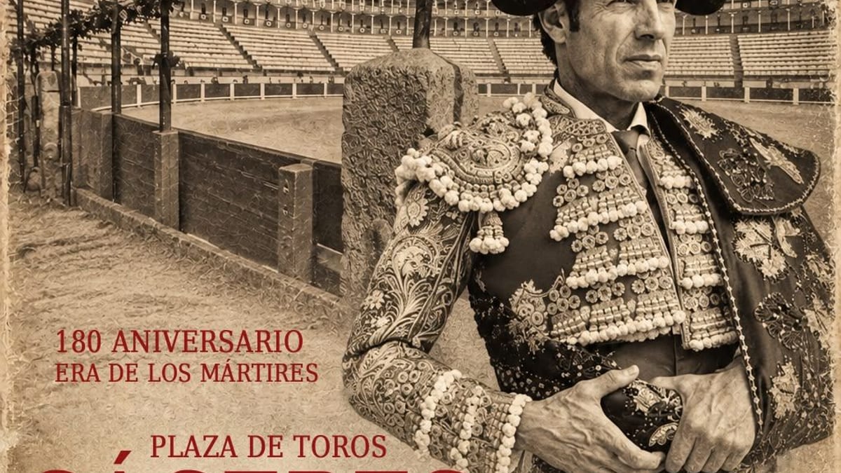 Cartel de la clase práctica magistral con Emilio de Justo por el 180 aniversario de la plaza de toros de Cáceres