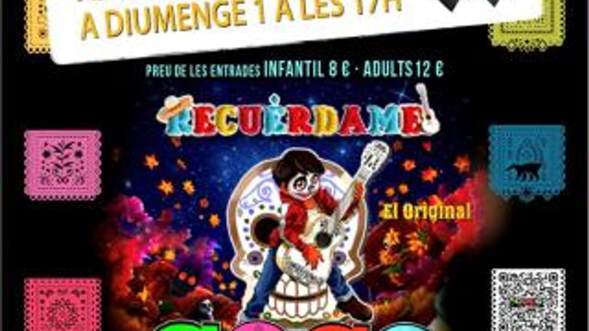 Cartel informativo del musical Coco con información del traslado al domingo 1 de noviembre